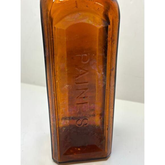 Antique Paine's Celery Compound Tonic Glass Bottle Amber Brown Empty 1800s 10 in - Picture 4 of 6